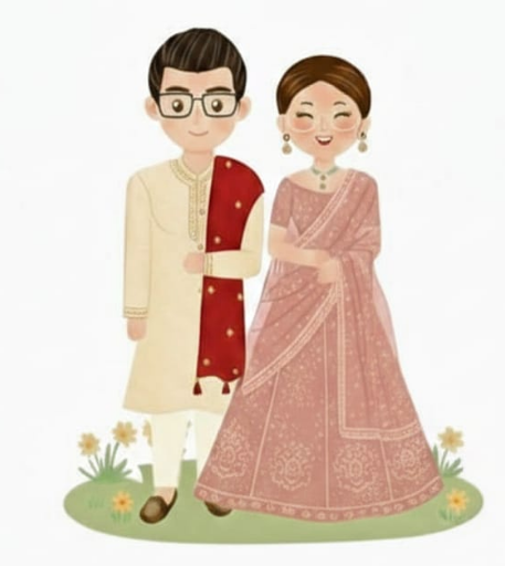 Engagement Couple Illustration